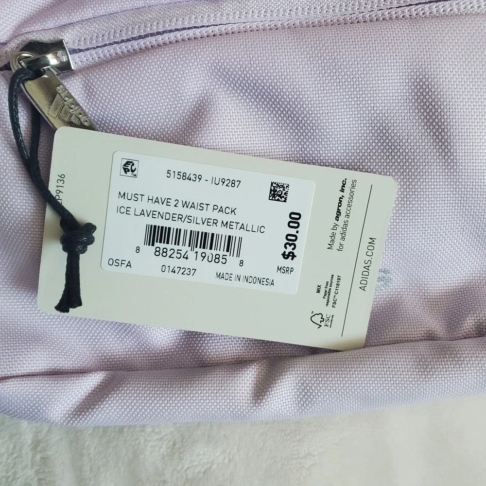 NWT ADIDAS Must‎ Have 2 Waist Pack Ice Lavender Silver
